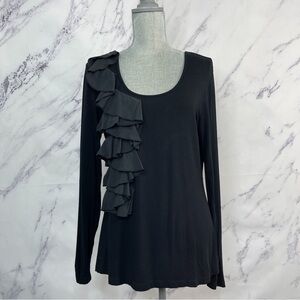 Cable & Gauge | Black Long Sleeve Knit Top | L